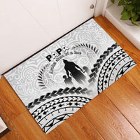 New Zealand Happy Father's Day Rubber Doormat Aroha Ahau Ki A Koe Papa Polynesian Tribal LT05 White - Polynesian Pride