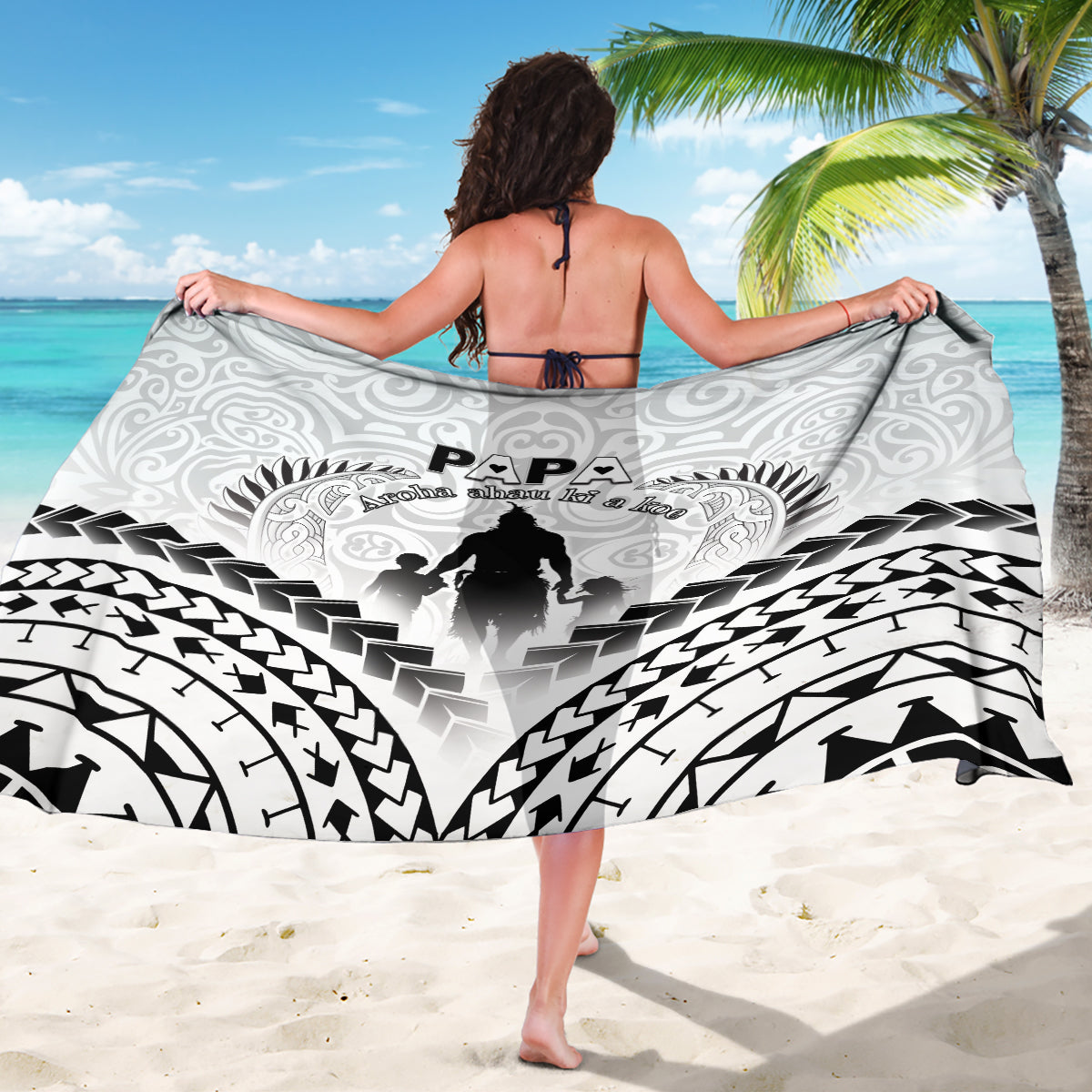 New Zealand Happy Father's Day Sarong Aroha Ahau Ki A Koe Papa Polynesian Tribal LT05 - Polynesian Pride