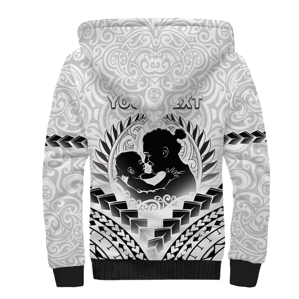 Personalised New Zealand Happy Father's Day Sherpa Hoodie Aroha Ahau Ki A Koe Papa Polynesian Tribal LT05 - Polynesian Pride