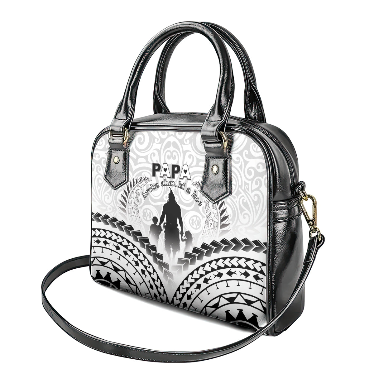 New Zealand Happy Father's Day Shoulder Handbag Aroha Ahau Ki A Koe Papa Polynesian Tribal LT05 - Polynesian Pride