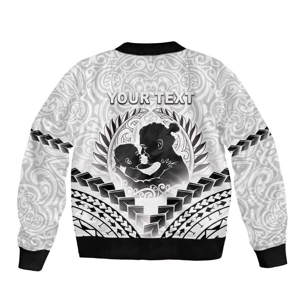Personalised New Zealand Happy Father's Day Sleeve Zip Bomber Jacket Aroha Ahau Ki A Koe Papa Polynesian Tribal LT05 - Polynesian Pride