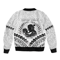 Personalised New Zealand Happy Father's Day Sleeve Zip Bomber Jacket Aroha Ahau Ki A Koe Papa Polynesian Tribal LT05 - Polynesian Pride