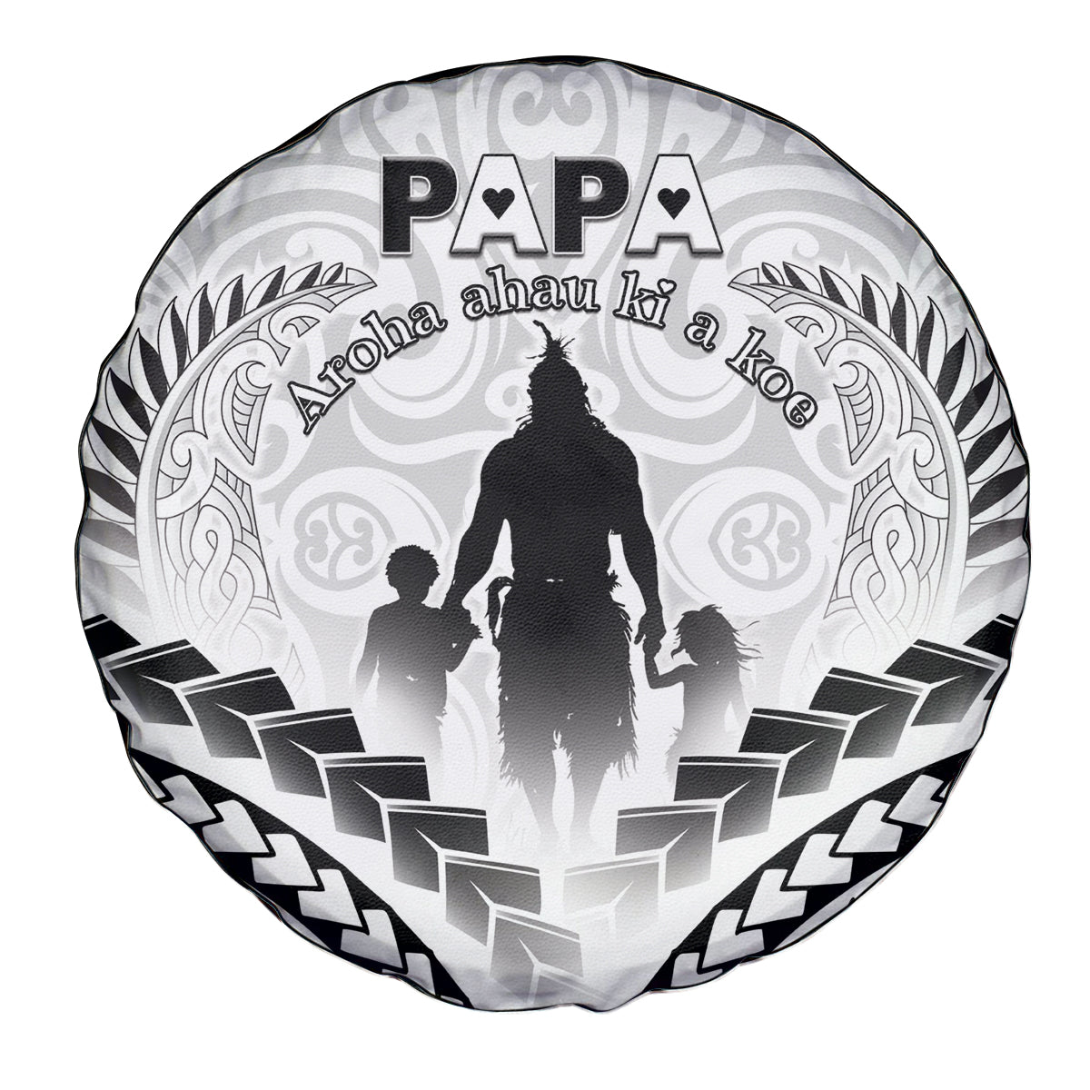 New Zealand Happy Father's Day Spare Tire Cover Aroha Ahau Ki A Koe Papa Polynesian Tribal LT05 - Polynesian Pride