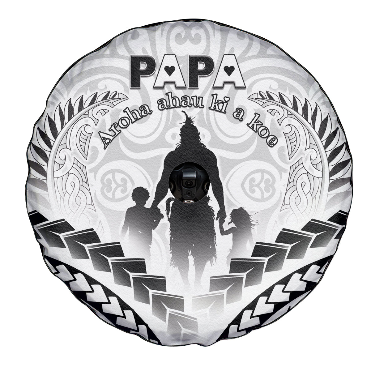 New Zealand Happy Father's Day Spare Tire Cover Aroha Ahau Ki A Koe Papa Polynesian Tribal LT05 - Polynesian Pride