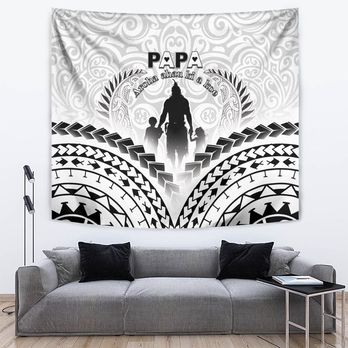 New Zealand Happy Father's Day Tapestry Aroha Ahau Ki A Koe Papa Polynesian Tribal LT05 White - Polynesian Pride