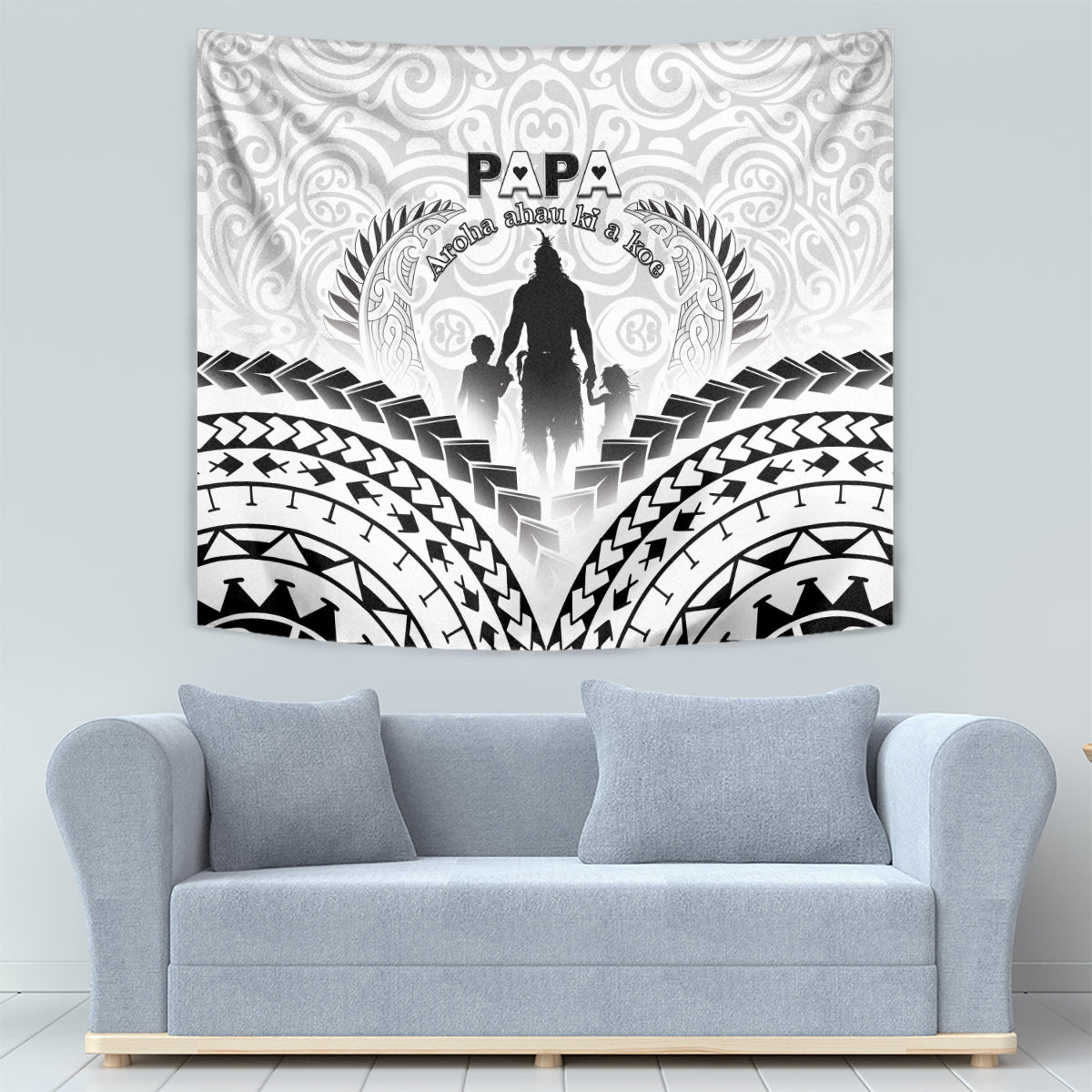 New Zealand Happy Father's Day Tapestry Aroha Ahau Ki A Koe Papa Polynesian Tribal LT05 - Polynesian Pride