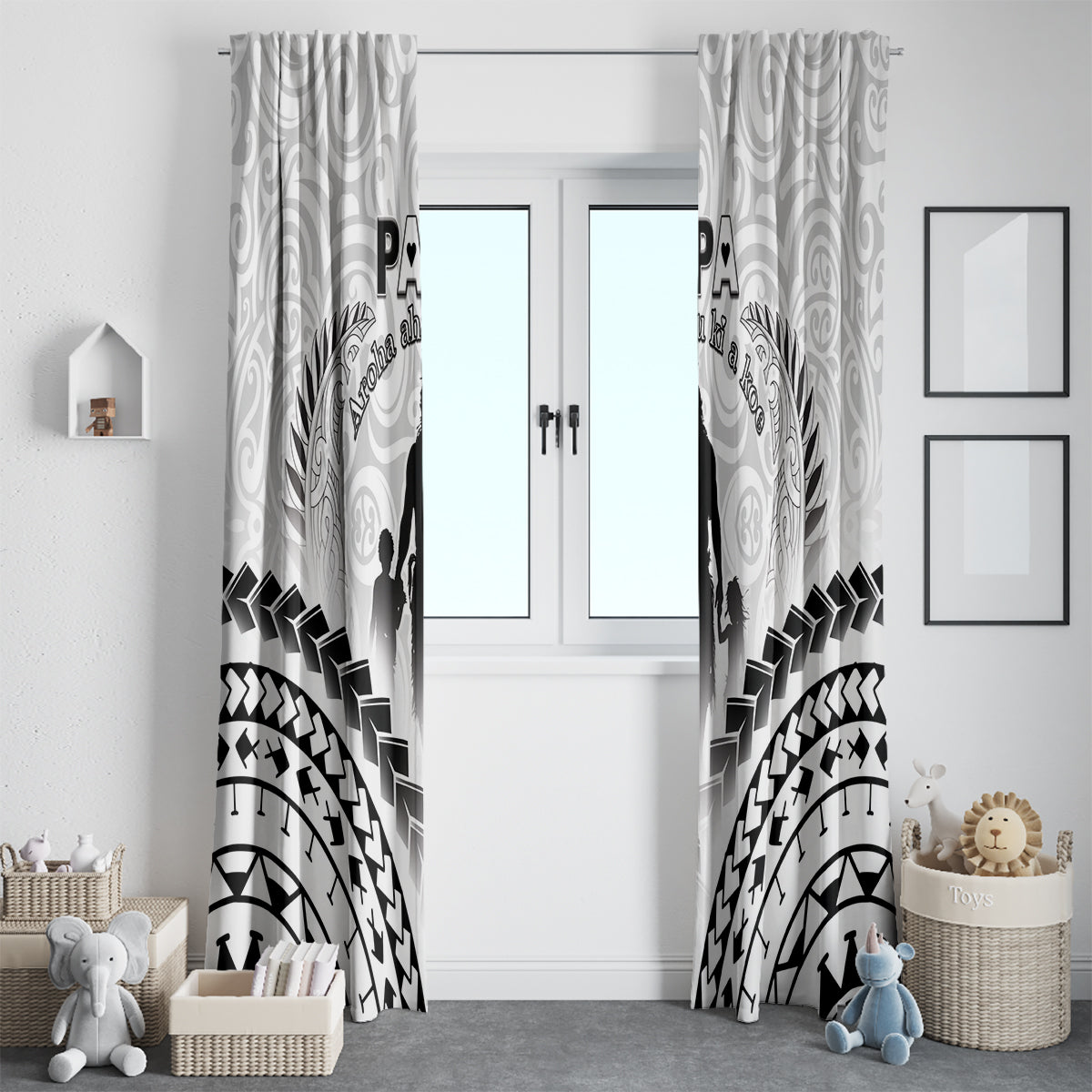 New Zealand Happy Father's Day Window Curtain Aroha Ahau Ki A Koe Papa Polynesian Tribal LT05 - Polynesian Pride