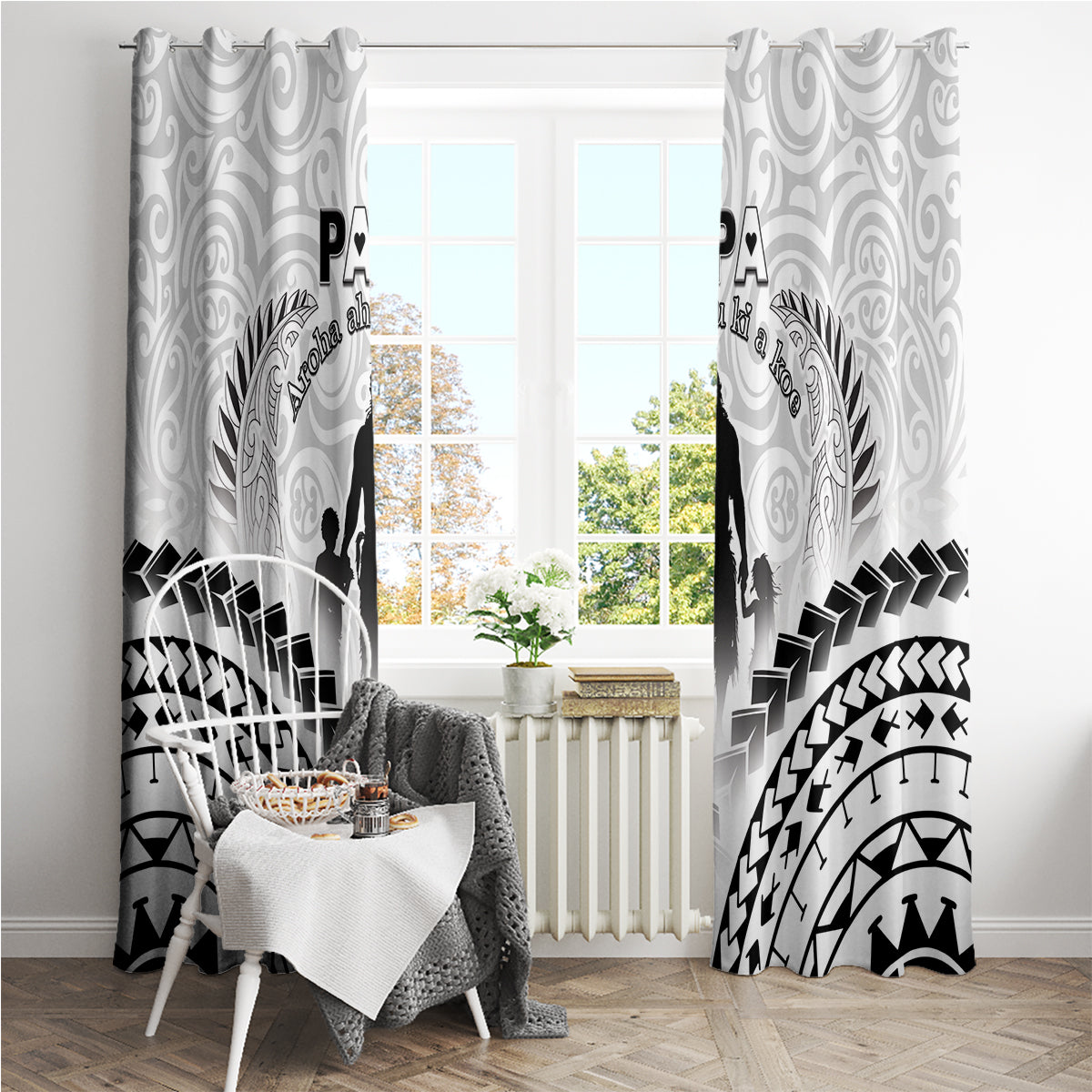 New Zealand Happy Father's Day Window Curtain Aroha Ahau Ki A Koe Papa Polynesian Tribal LT05 - Polynesian Pride