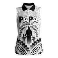 Personalised New Zealand Happy Father's Day Women Sleeveless Polo Shirt Aroha Ahau Ki A Koe Papa Polynesian Tribal LT05 Female White - Polynesian Pride