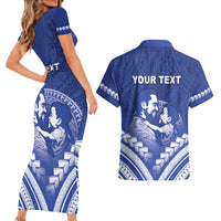 Personalised Samoa Happy Father's Day Couples Matching Short Sleeve Bodycon Dress and Hawaiian Shirt Ou Te Alofa Ia Te Oe Tama Dad Polynesian Tribal LT05 - Polynesian Pride