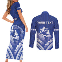 Personalised Samoa Happy Father's Day Couples Matching Short Sleeve Bodycon Dress and Long Sleeve Button Shirt Ou Te Alofa Ia Te Oe Tama Dad Polynesian Tribal LT05 - Polynesian Pride