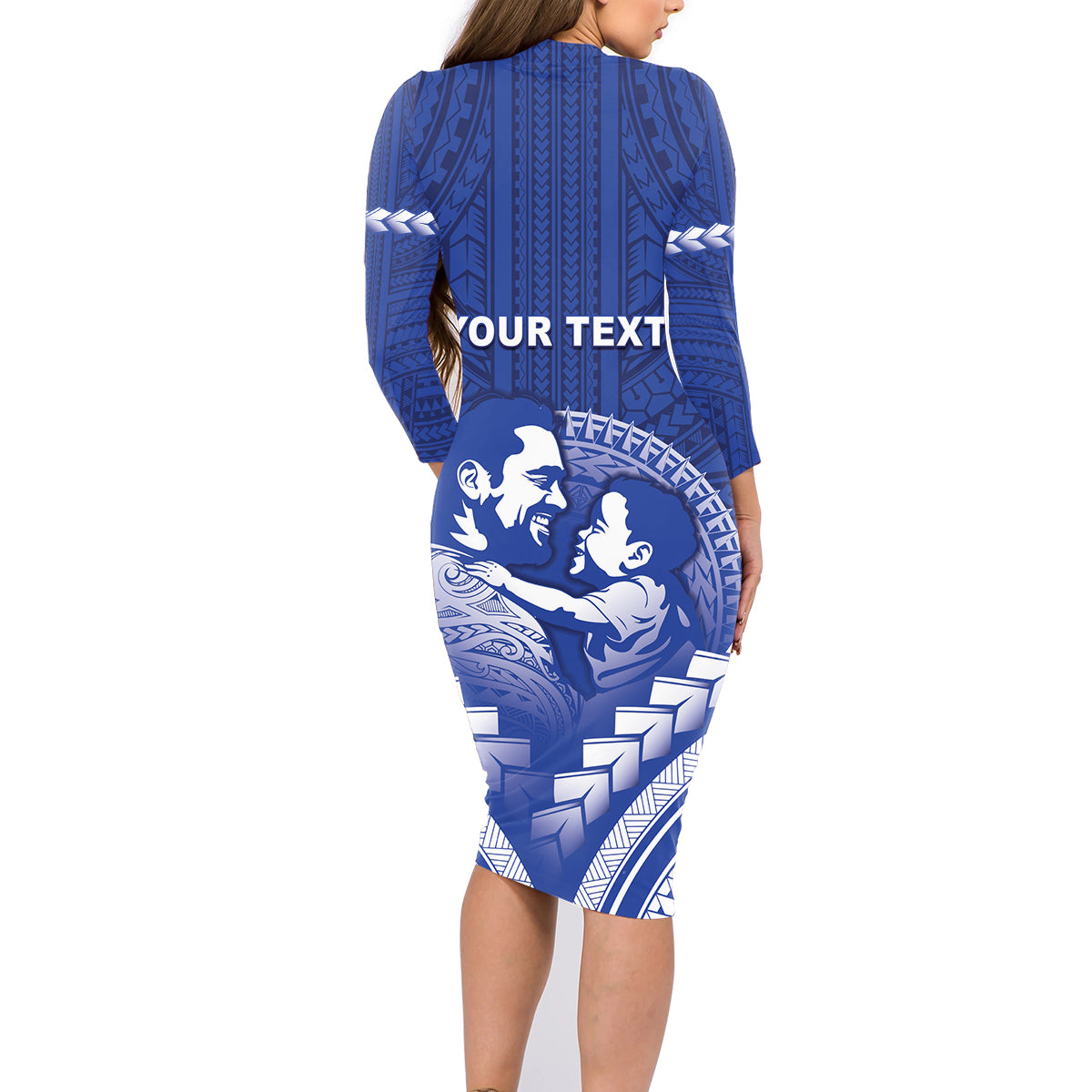 Personalised Samoa Happy Father's Day Family Matching Long Sleeve Bodycon Dress and Hawaiian Shirt Ou Te Alofa Ia Te Oe Tama Dad Polynesian Tribal LT05 - Polynesian Pride