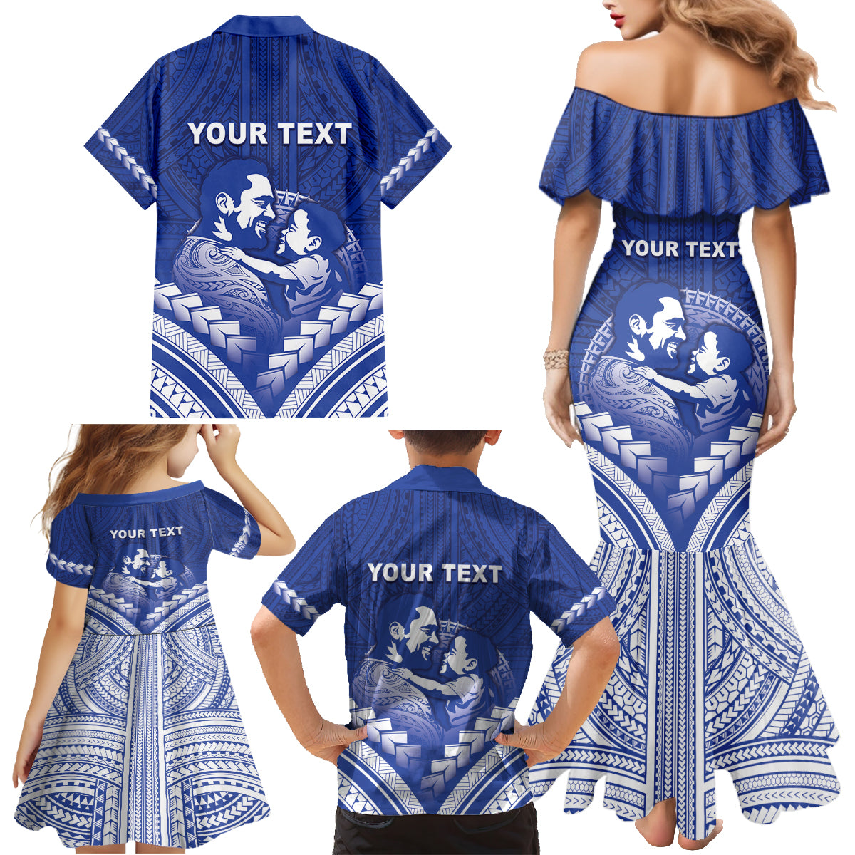 Personalised Samoa Happy Father's Day Family Matching Mermaid Dress and Hawaiian Shirt Ou Te Alofa Ia Te Oe Tama Dad Polynesian Tribal LT05 - Polynesian Pride