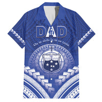 Personalised Samoa Happy Father's Day Family Matching Off Shoulder Short Dress and Hawaiian Shirt Ou Te Alofa Ia Te Oe Tama Dad Polynesian Tribal LT05 Dad's Shirt - Short Sleeve Blue - Polynesian Pride