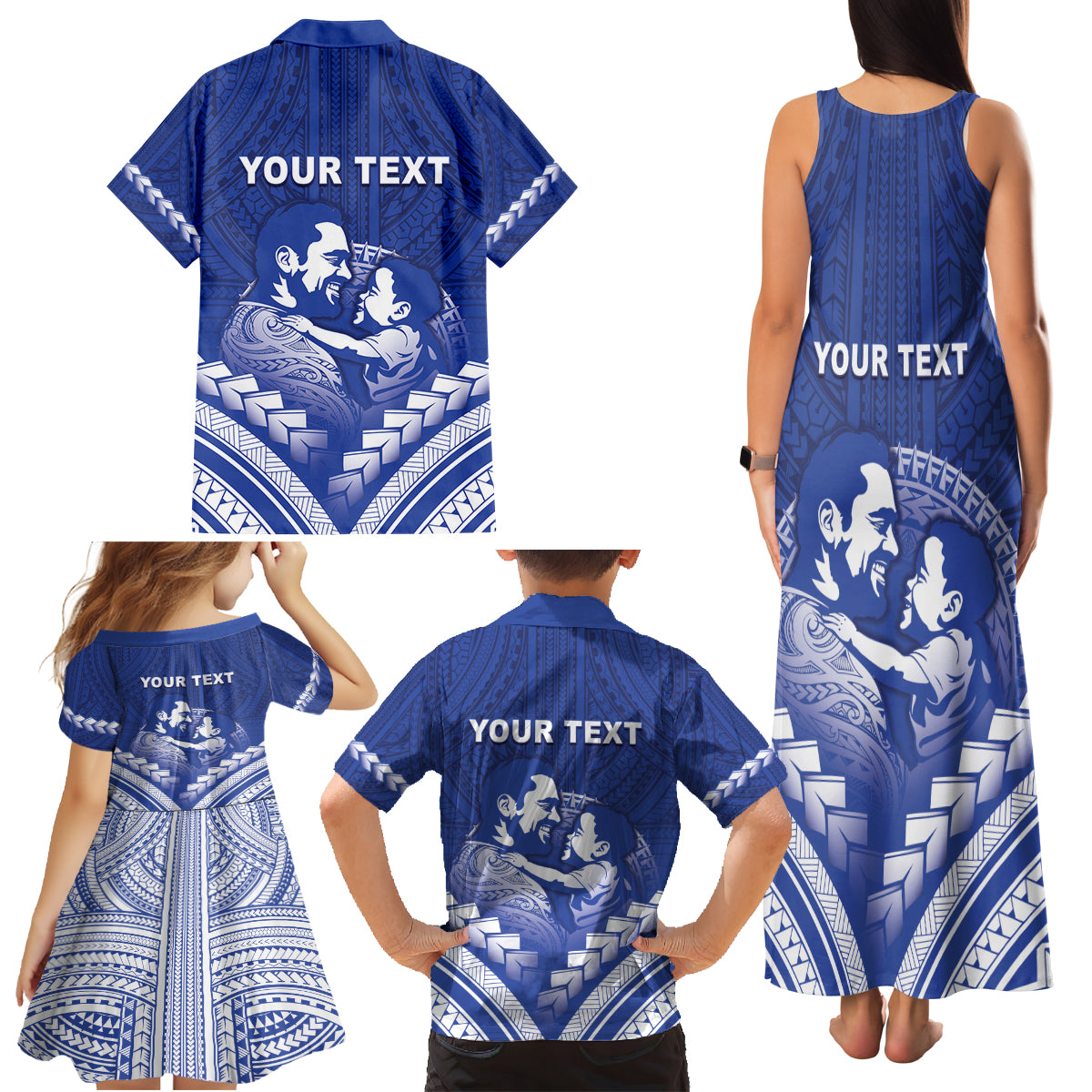 Personalised Samoa Happy Father's Day Family Matching Tank Maxi Dress and Hawaiian Shirt Ou Te Alofa Ia Te Oe Tama Dad Polynesian Tribal LT05 - Polynesian Pride