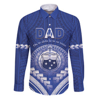 Personalised Samoa Happy Father's Day Family Matching Tank Maxi Dress and Hawaiian Shirt Ou Te Alofa Ia Te Oe Tama Dad Polynesian Tribal LT05 Dad's Shirt - Long Sleeve Blue - Polynesian Pride