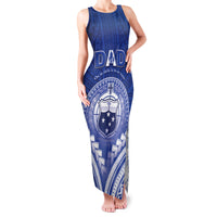 Personalised Samoa Happy Father's Day Family Matching Tank Maxi Dress and Hawaiian Shirt Ou Te Alofa Ia Te Oe Tama Dad Polynesian Tribal LT05 Mom's Dress Blue - Polynesian Pride
