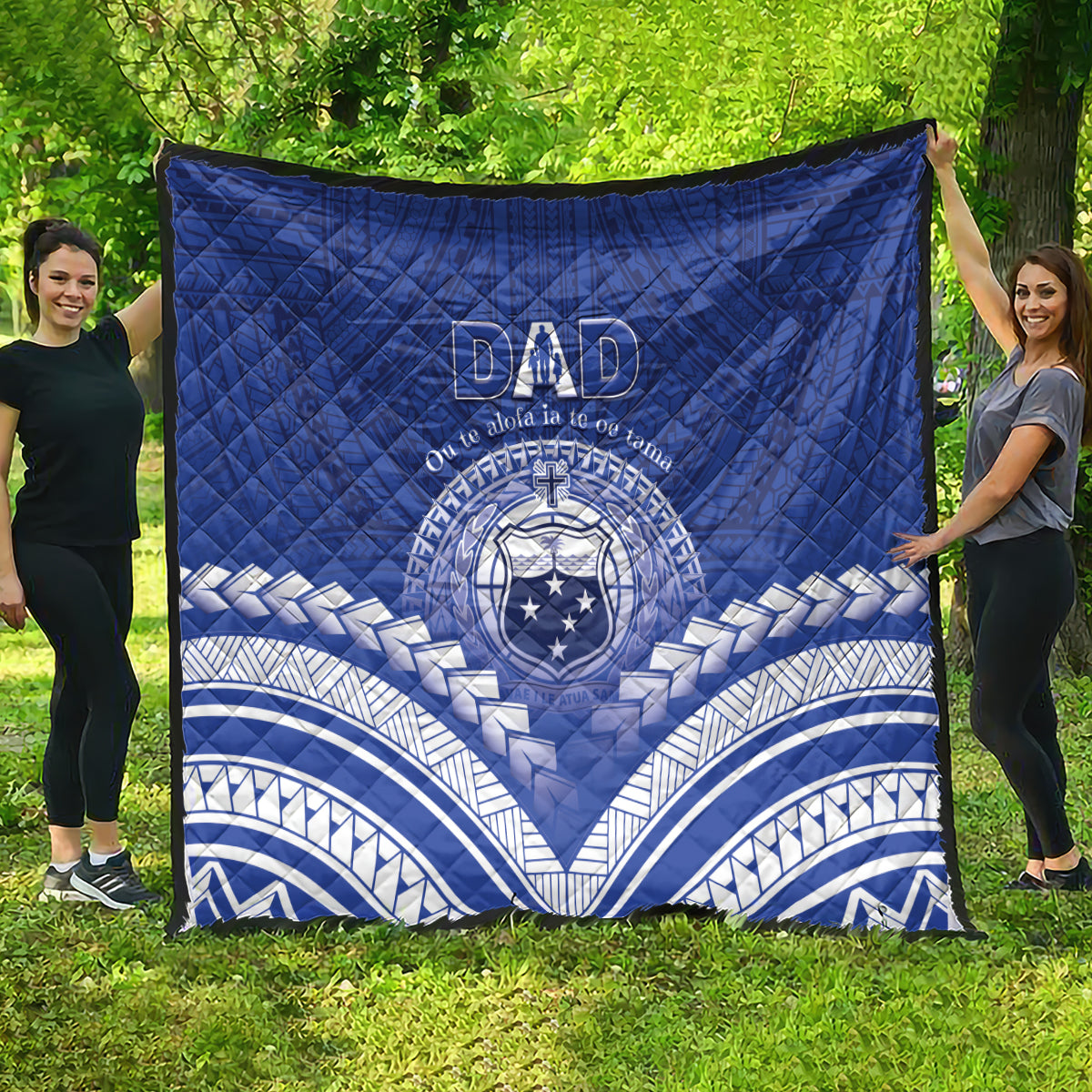 Samoa Happy Father's Day Quilt Ou Te Alofa Ia Te Oe Tama Dad Polynesian Tribal LT05 - Polynesian Pride