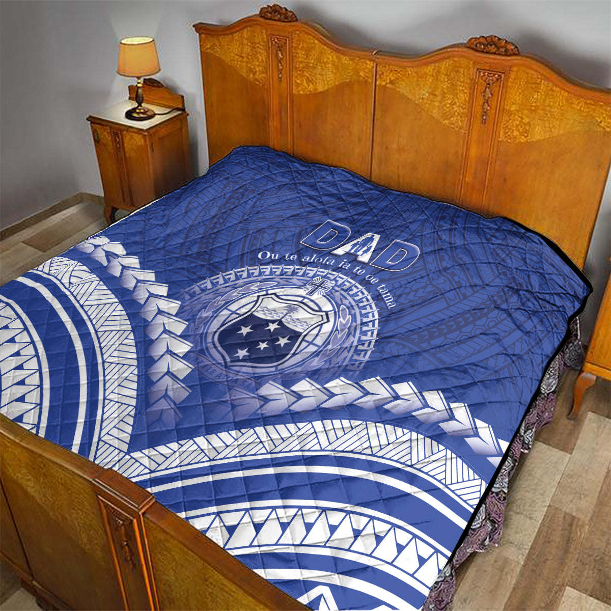 Samoa Happy Father's Day Quilt Ou Te Alofa Ia Te Oe Tama Dad Polynesian Tribal LT05 - Polynesian Pride