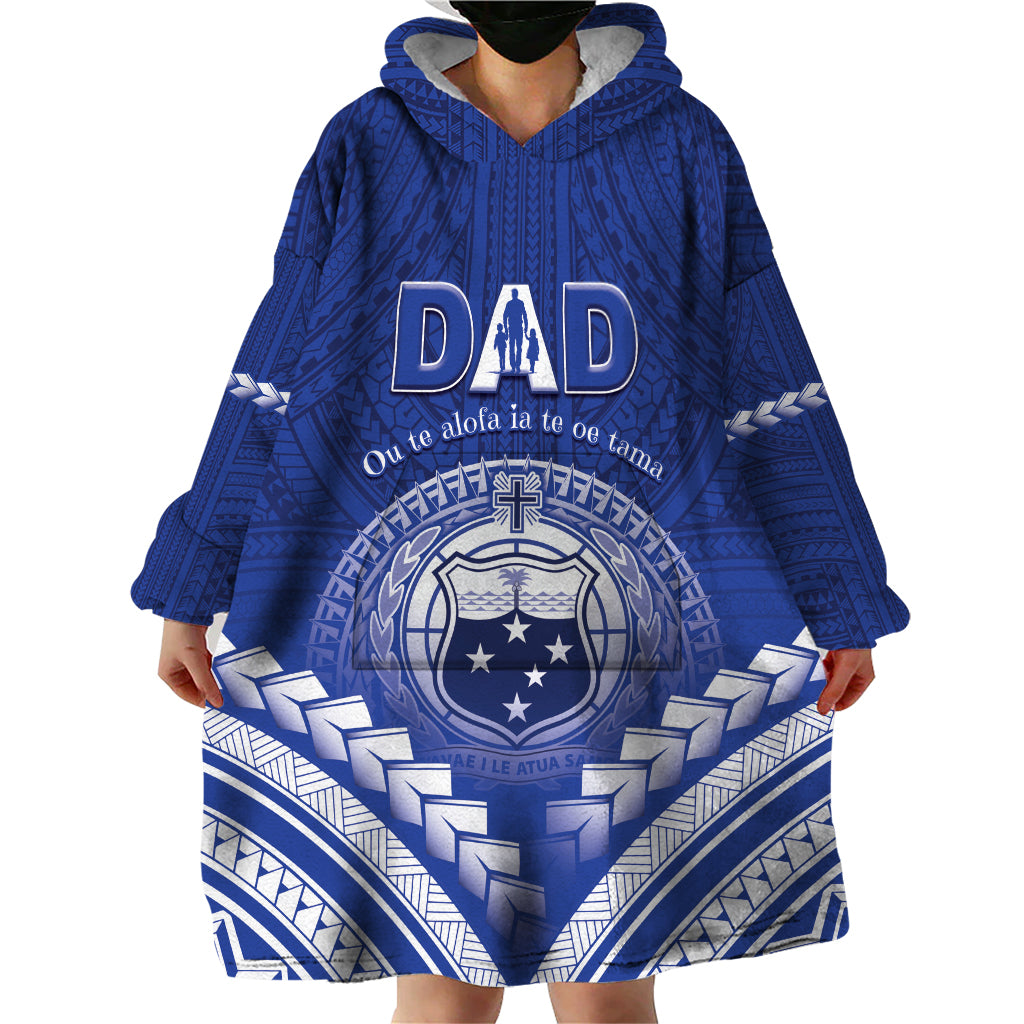 Personalised Samoa Happy Father's Day Wearable Blanket Hoodie Ou Te Alofa Ia Te Oe Tama Dad Polynesian Tribal LT05 - Polynesian Pride