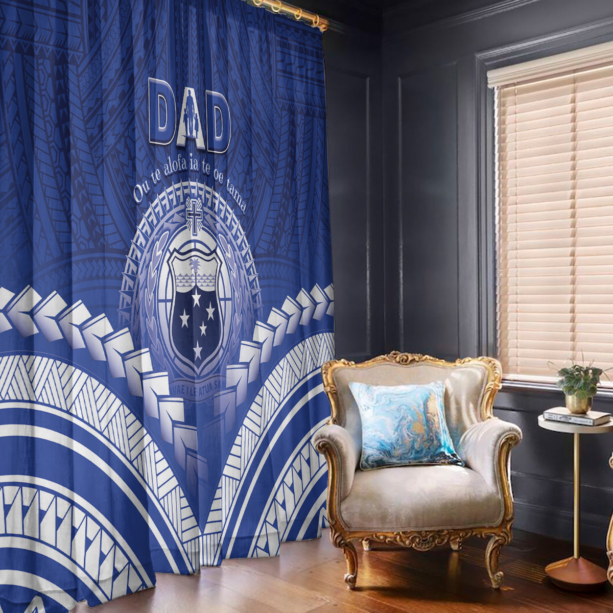 Samoa Happy Father's Day Window Curtain Ou Te Alofa Ia Te Oe Tama Dad Polynesian Tribal LT05 - Polynesian Pride