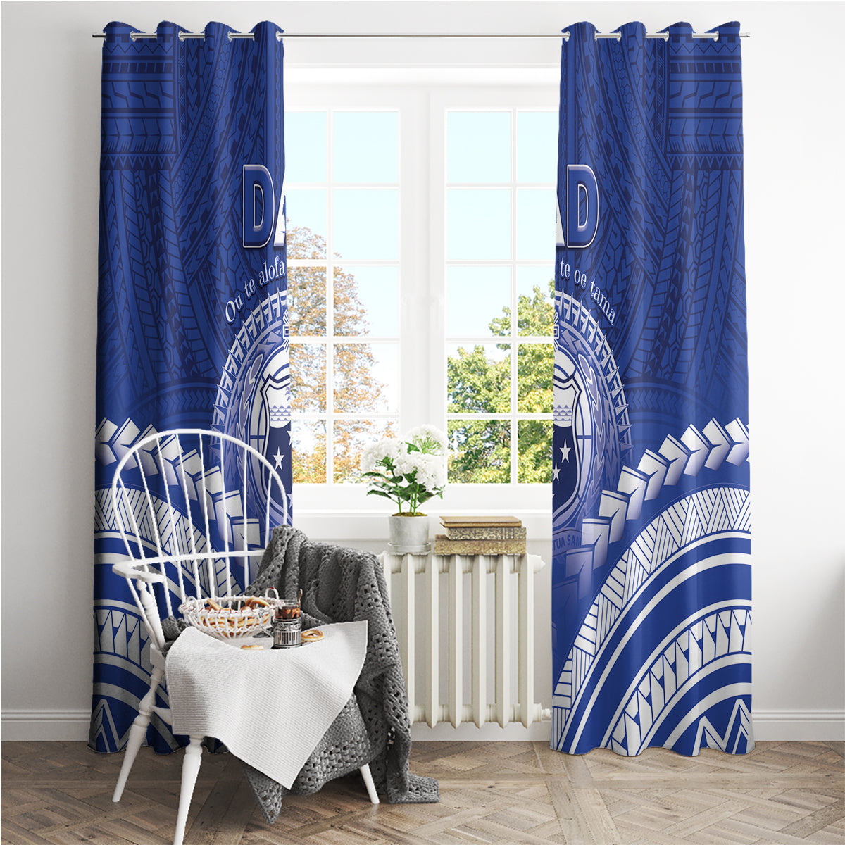 Samoa Happy Father's Day Window Curtain Ou Te Alofa Ia Te Oe Tama Dad Polynesian Tribal LT05 - Polynesian Pride