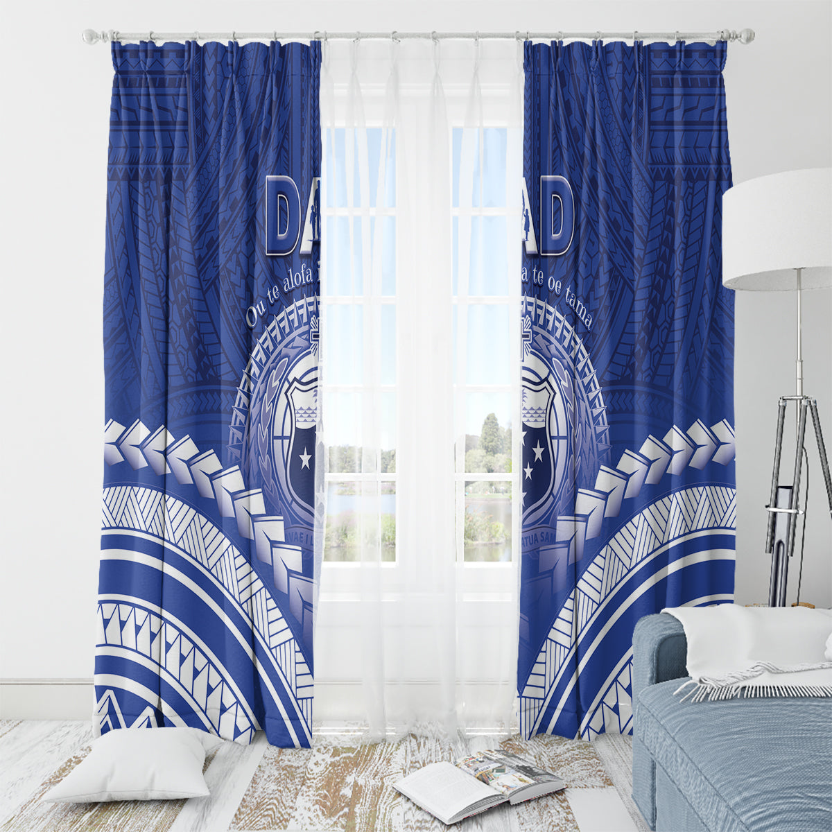Samoa Happy Father's Day Window Curtain Ou Te Alofa Ia Te Oe Tama Dad Polynesian Tribal LT05 - Polynesian Pride