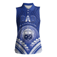 Personalised Samoa Happy Father's Day Women Sleeveless Polo Shirt Ou Te Alofa Ia Te Oe Tama Dad Polynesian Tribal LT05 Female Blue - Polynesian Pride