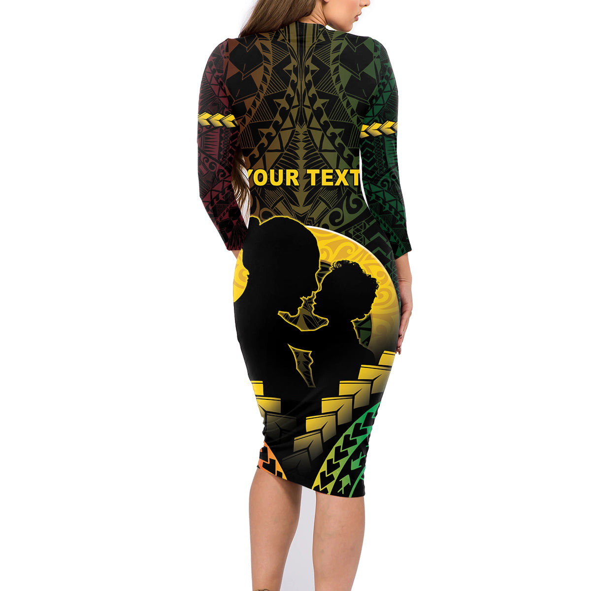 Personalised Vanuatu Happy Father's Day Family Matching Long Sleeve Bodycon Dress and Hawaiian Shirt Mi Lavem Yu Papa Polynesian Tribal LT05 - Polynesian Pride