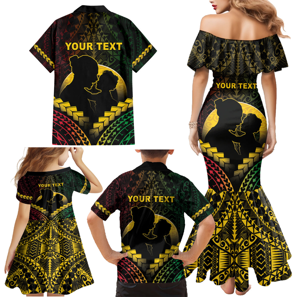 Personalised Vanuatu Happy Father's Day Family Matching Mermaid Dress and Hawaiian Shirt Mi Lavem Yu Papa Polynesian Tribal LT05 - Polynesian Pride