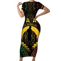 Personalised Vanuatu Happy Father's Day Family Matching Short Sleeve Bodycon Dress and Hawaiian Shirt Mi Lavem Yu Papa Polynesian Tribal LT05 Mom's Dress Reggae - Polynesian Pride