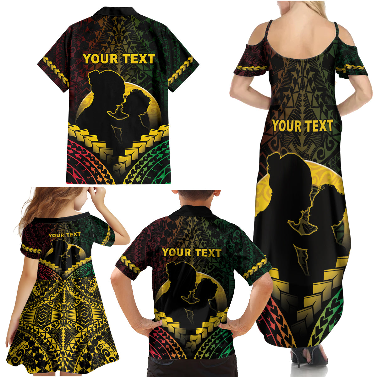 Personalised Vanuatu Happy Father's Day Family Matching Summer Maxi Dress and Hawaiian Shirt Mi Lavem Yu Papa Polynesian Tribal LT05 - Polynesian Pride