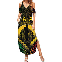 Personalised Vanuatu Happy Father's Day Family Matching Summer Maxi Dress and Hawaiian Shirt Mi Lavem Yu Papa Polynesian Tribal LT05 Mom's Dress Reggae - Polynesian Pride