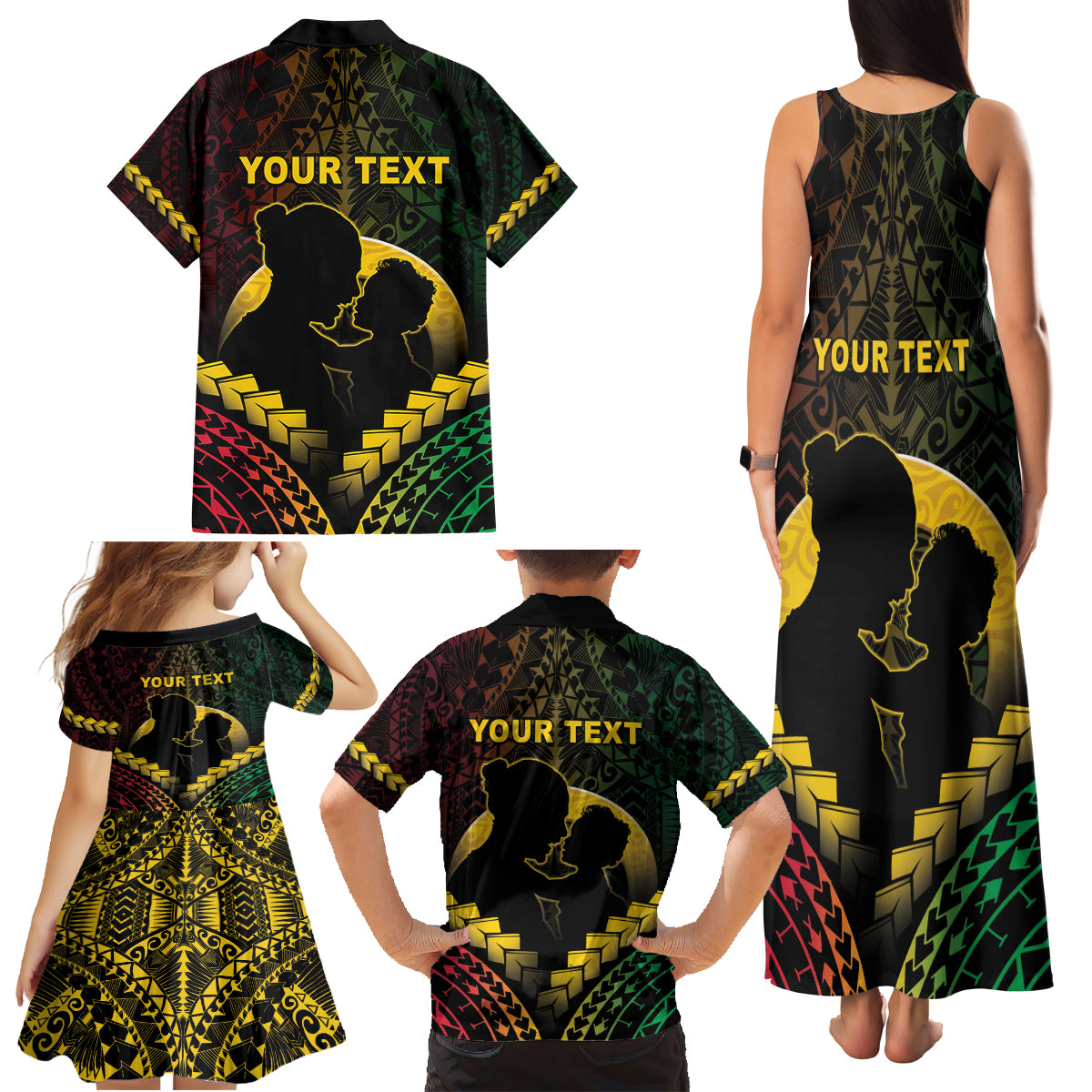 Personalised Vanuatu Happy Father's Day Family Matching Tank Maxi Dress and Hawaiian Shirt Mi Lavem Yu Papa Polynesian Tribal LT05 - Polynesian Pride