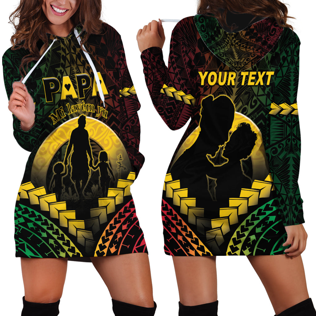 Personalised Vanuatu Happy Father's Day Hoodie Dress Mi Lavem Yu Papa Polynesian Tribal LT05 - Polynesian Pride