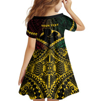 Personalised Vanuatu Happy Father's Day Kid Short Sleeve Dress Mi Lavem Yu Papa Polynesian Tribal LT05 - Polynesian Pride