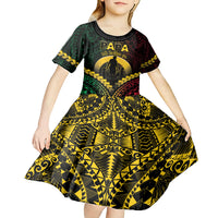 Personalised Vanuatu Happy Father's Day Kid Short Sleeve Dress Mi Lavem Yu Papa Polynesian Tribal LT05 - Polynesian Pride