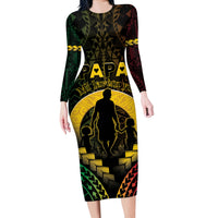 Personalised Vanuatu Happy Father's Day Long Sleeve Bodycon Dress Mi Lavem Yu Papa Polynesian Tribal LT05 Long Dress Reggae - Polynesian Pride