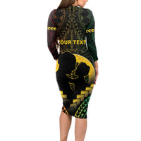 Personalised Vanuatu Happy Father's Day Long Sleeve Bodycon Dress Mi Lavem Yu Papa Polynesian Tribal LT05 - Polynesian Pride