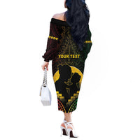 Personalised Vanuatu Happy Father's Day Off The Shoulder Long Sleeve Dress Mi Lavem Yu Papa Polynesian Tribal LT05 - Polynesian Pride