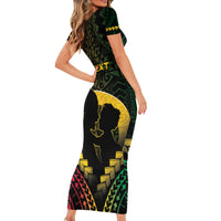 Personalised Vanuatu Happy Father's Day Short Sleeve Bodycon Dress Mi Lavem Yu Papa Polynesian Tribal LT05 - Polynesian Pride