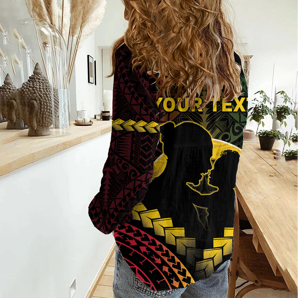 Personalised Vanuatu Happy Father's Day Women Casual Shirt Mi Lavem Yu Papa Polynesian Tribal LT05 - Polynesian Pride
