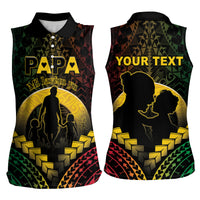 Personalised Vanuatu Happy Father's Day Women Sleeveless Polo Shirt Mi Lavem Yu Papa Polynesian Tribal LT05 - Polynesian Pride