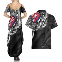 Hawaii Flag Day Couples Matching Summer Maxi Dress and Hawaiian Shirt Hawaiian Maile Lei LT05 - Polynesian Pride