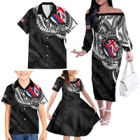 Hawaii Flag Day Family Matching Off The Shoulder Long Sleeve Dress and Hawaiian Shirt Hawaiian Maile Lei LT05 - Polynesian Pride