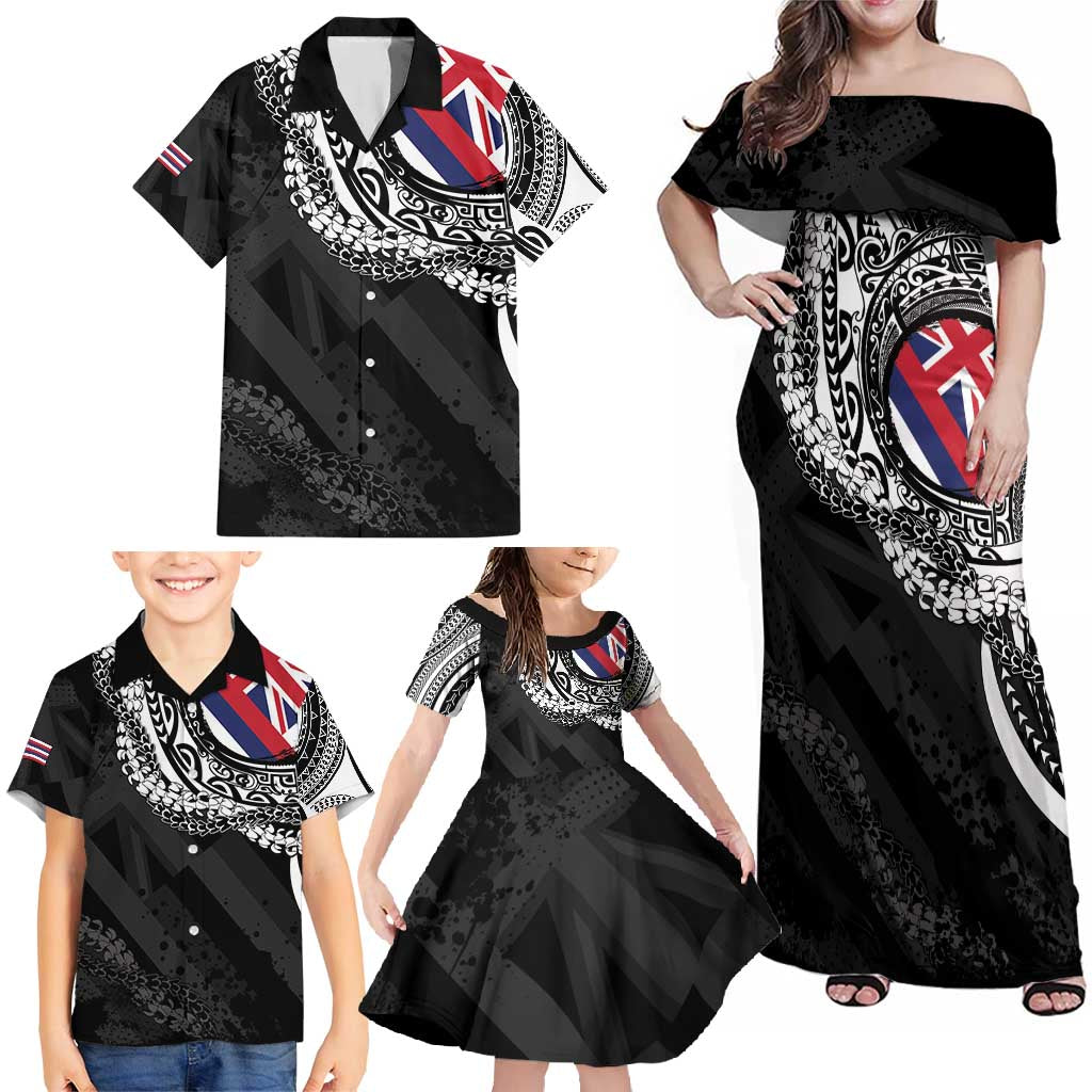 Hawaii Flag Day Family Matching Off Shoulder Maxi Dress and Hawaiian Shirt Hawaiian Maile Lei LT05 - Polynesian Pride