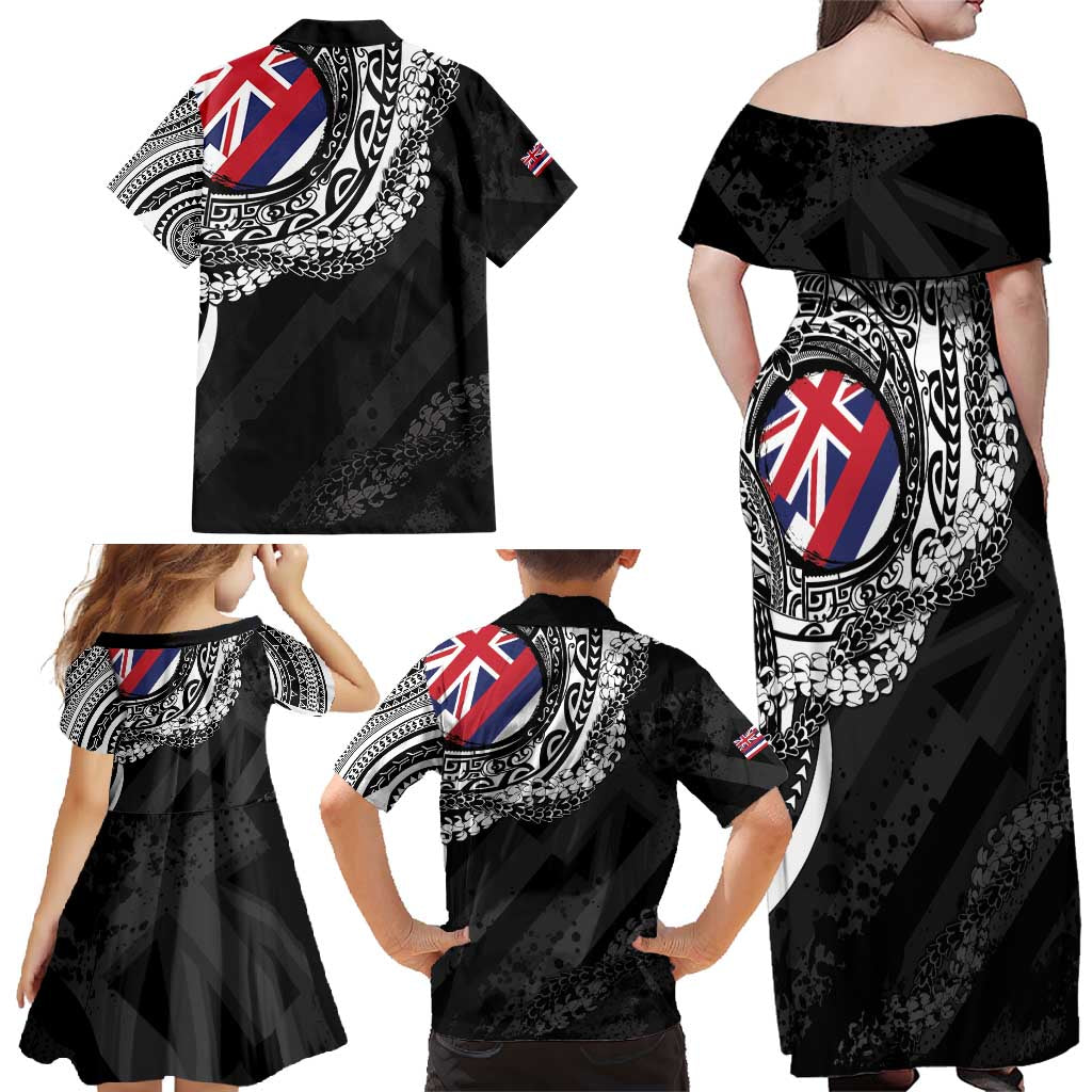 Hawaii Flag Day Family Matching Off Shoulder Maxi Dress and Hawaiian Shirt Hawaiian Maile Lei LT05 - Polynesian Pride
