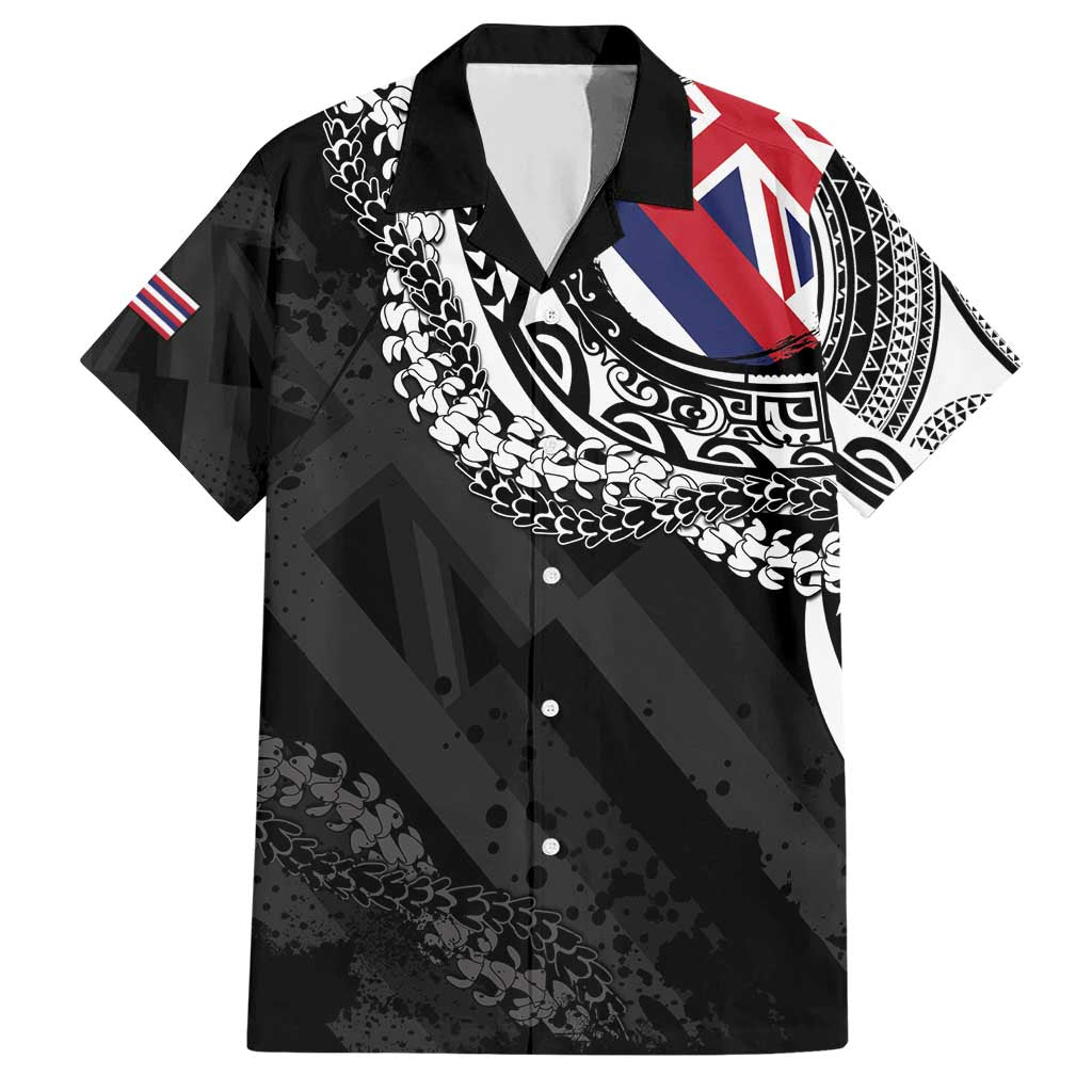 Hawaii Flag Day Family Matching Short Sleeve Bodycon Dress and Hawaiian Shirt Hawaiian Maile Lei LT05 Dad's Shirt - Short Sleeve Black - Polynesian Pride