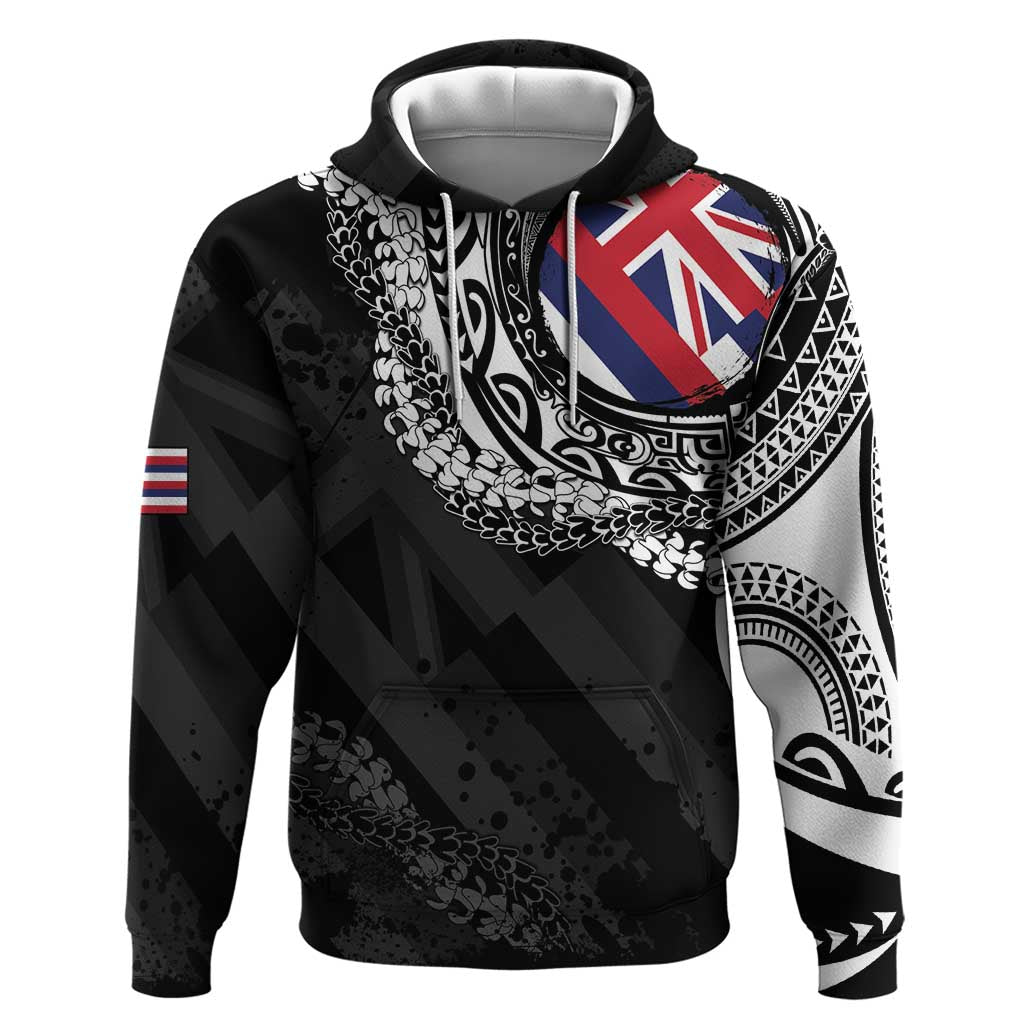 Hawaii Flag Day Hoodie Hawaiian Maile Lei LT05 Pullover Hoodie Black - Polynesian Pride