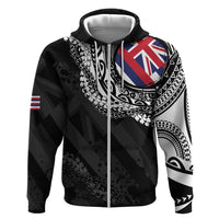 Hawaii Flag Day Hoodie Hawaiian Maile Lei LT05 Zip Hoodie Black - Polynesian Pride